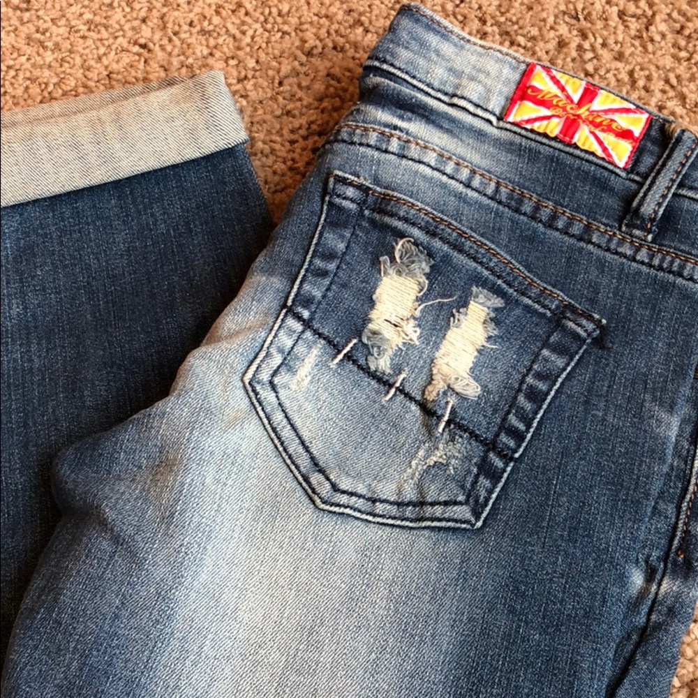 Machine brand distressed jeans